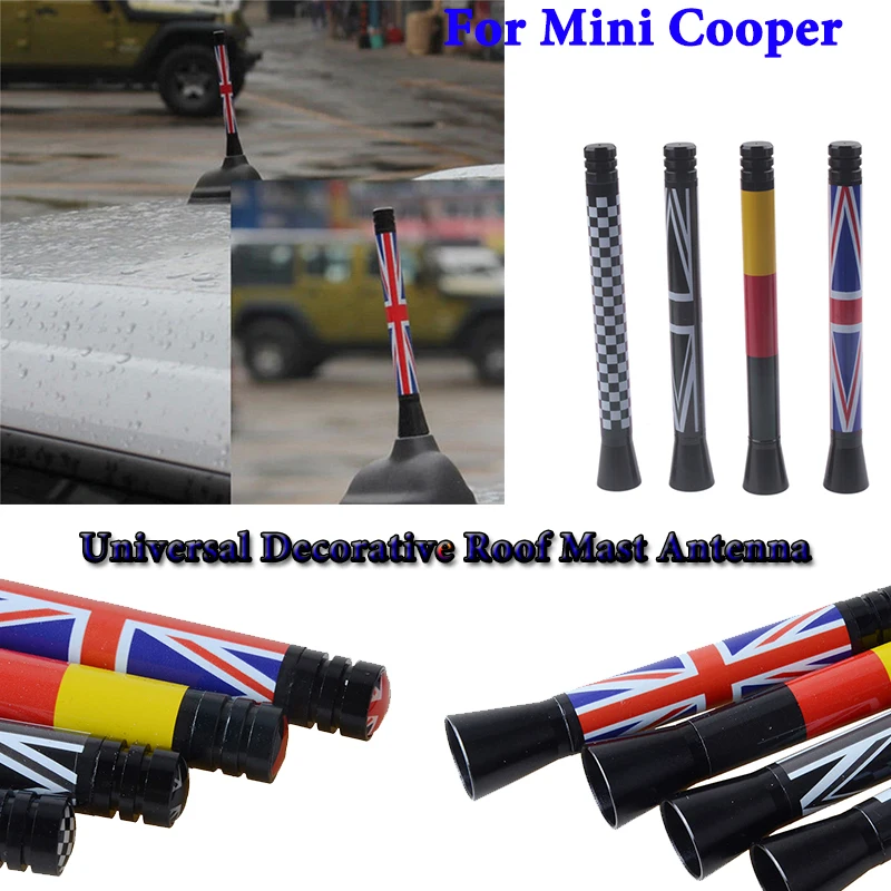 Universal Decorative Roof Mast Antenna National Flag Pattern Short Stubby Aerial For Mini Cooper S JCW R55 R56 R57 R60 F55 F56