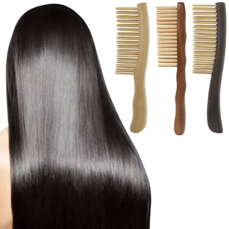 

Natural Sandalwood Hair Comb Handmade Wooden Comb Detangling Wide Tooth Comb