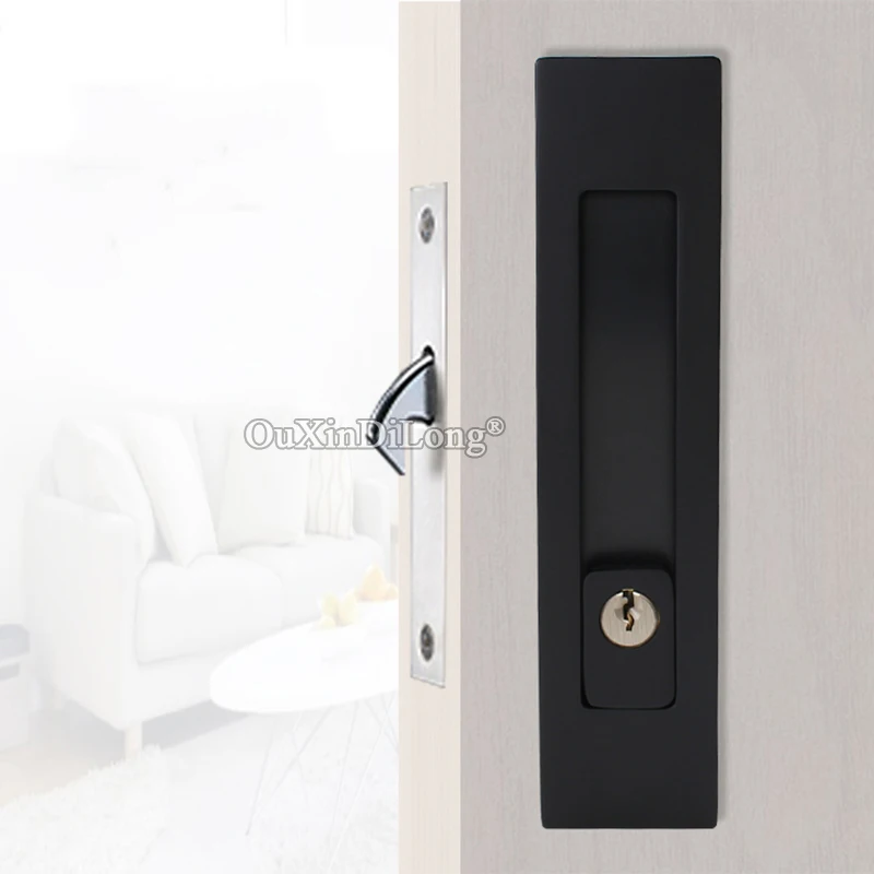 

Brand New Recessed Hidden Sliding Pocket Door Locks for Wooden Swing Door Folding Door Hook Lock Set With Key / No Key