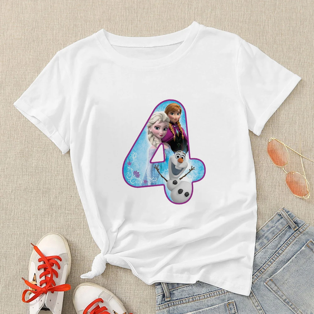

Disney Frozen Funny T Shirts Women Aesthetic 3 Birthday Month Short Sleeve Urban Branded Tshirts Casual 90S Fashion European