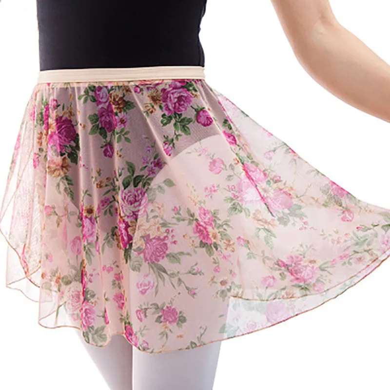 Hot Selling Girls Printing Flowers Ballet Wrap Skirt Women Dance Adult Spandex Chiffon Waist Dress Free Size | Тематическая одежда