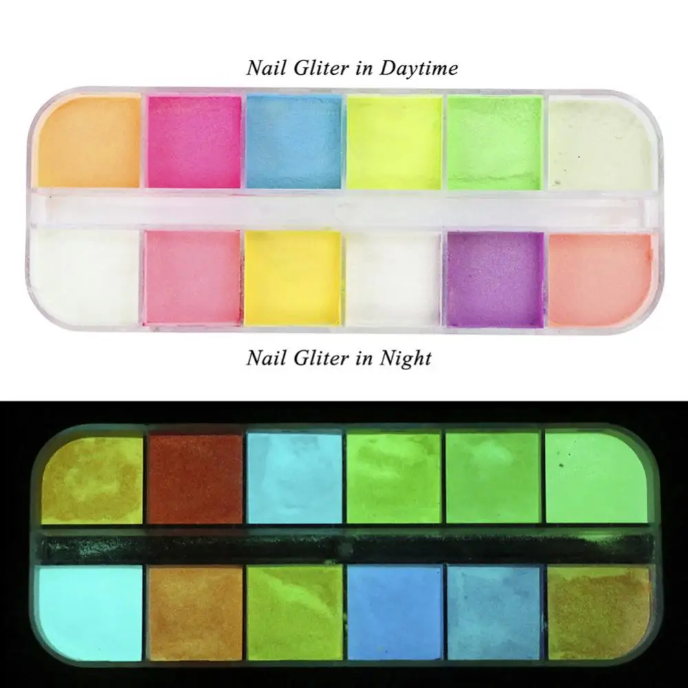 Glow in Dark Nail Glitter Powder DIY Manicure Tips Luminous Pigment Decoration images - 6