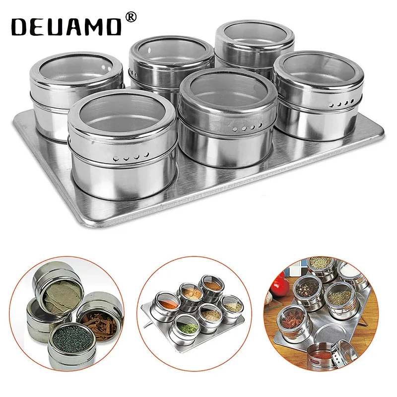 Магнитные Банки для специй с полкой банки из нержавеющей стали 304 банка хранения
