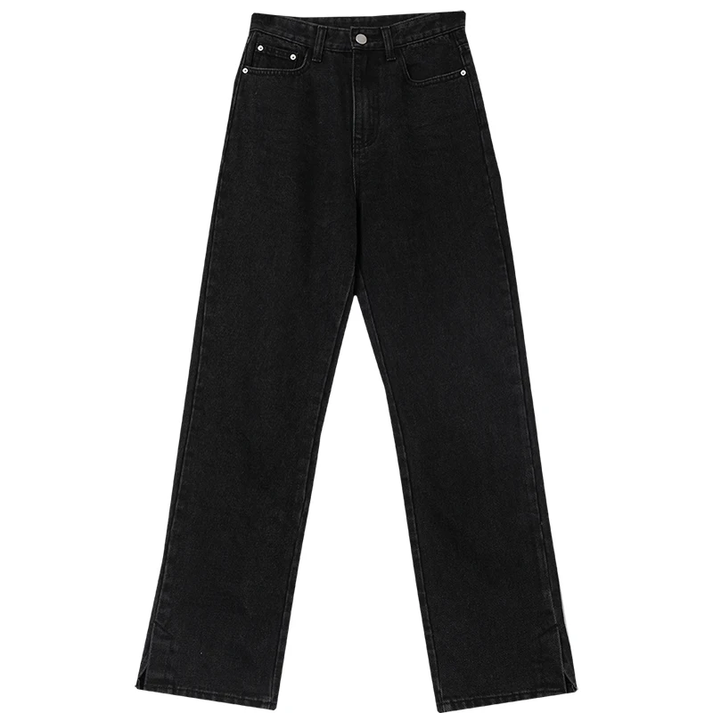 

EGGKA High-waisted Slimming Black Wide-Leg Jeans Female 2020 nian Autumn and Winter New Style Baggy Straight Trousers Pants
