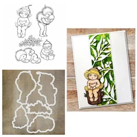 2pcslot cute newborn baby clear stamps set and coordinating metal dies for diy scrapbooking card craft 2020