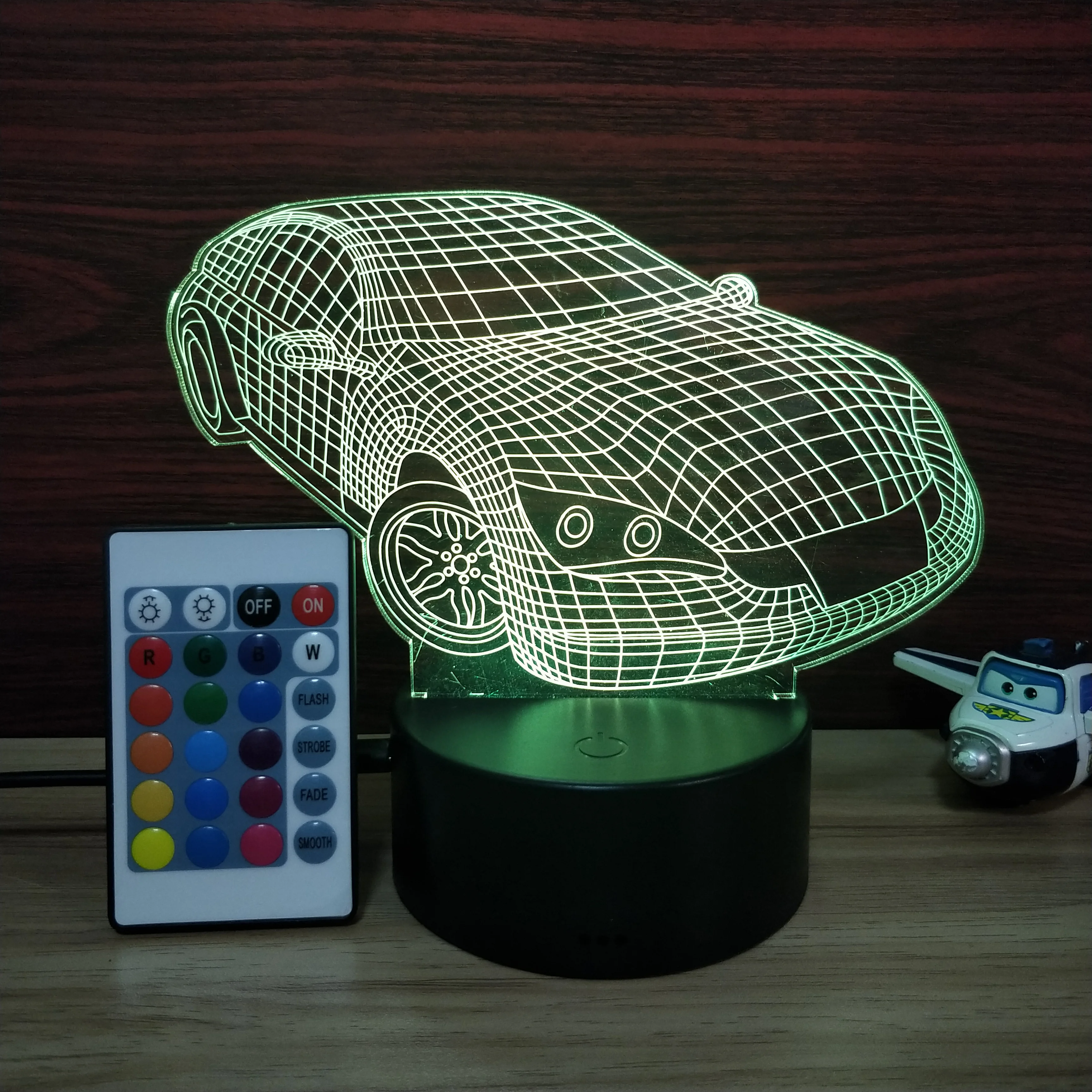 7 цветов, меняющие 3D ночники, спортивный автомобиль, настольная лампа, атмосферные огни, Светодиодный настольный светильник, подарок на день рождения, новинка, подарок ребенку
