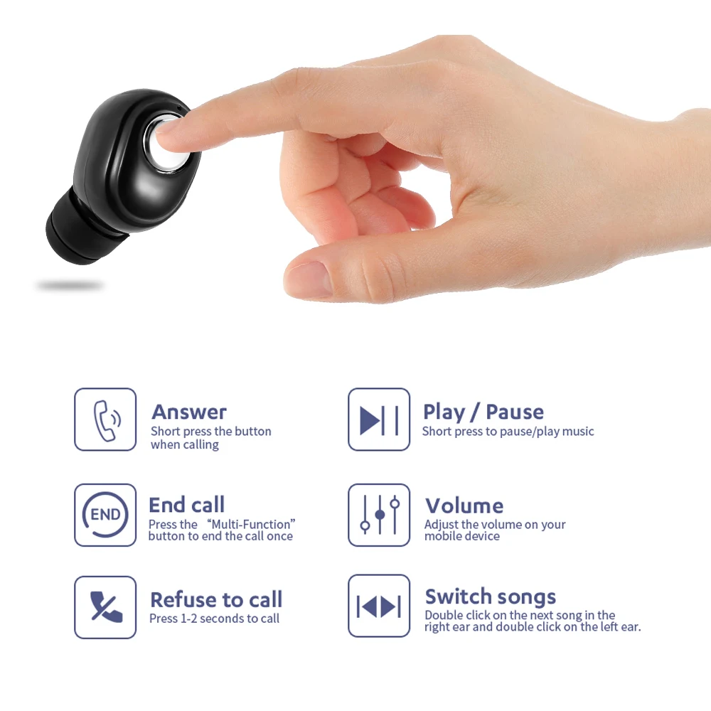 Мини беспроводные Bluetooth наушники V5.0 стерео наушники-вкладыши с микрофоном