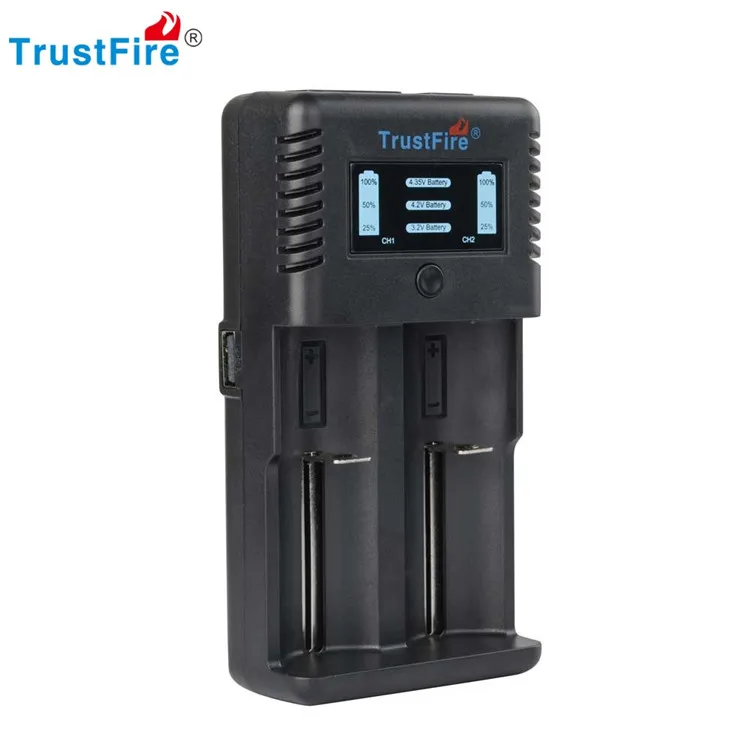 TrustFire Intelligent Fast TR-019 2 Slots Charger Lithium Battery Charging for 18650 26650 25500 21700 20700 14500 Batteries