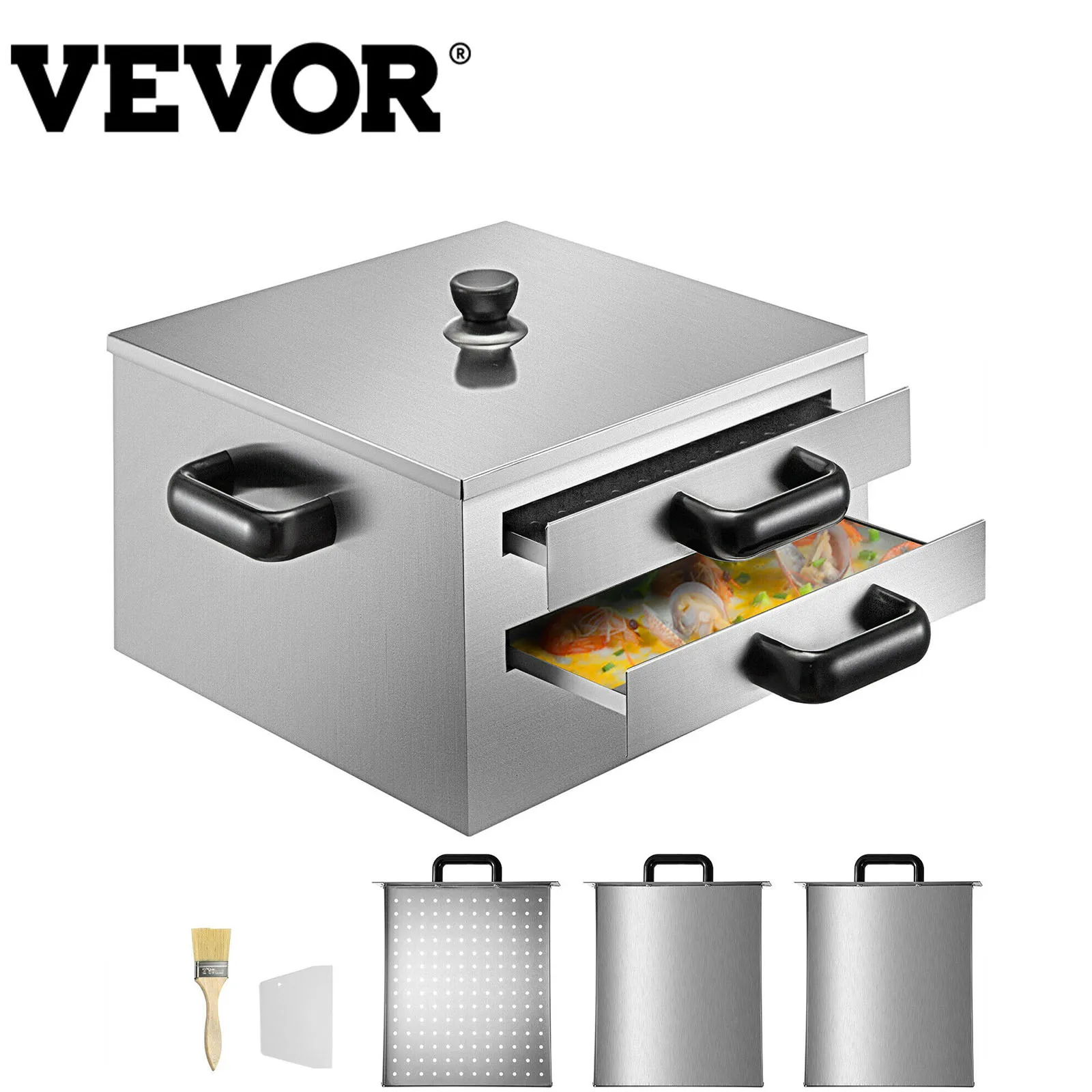VEVOR 2-Layer Rice Roll Machine with Food-Grade Stainless Steel Easy to Clean Kitchen Appliances for Steaming Dumpling Fish Home