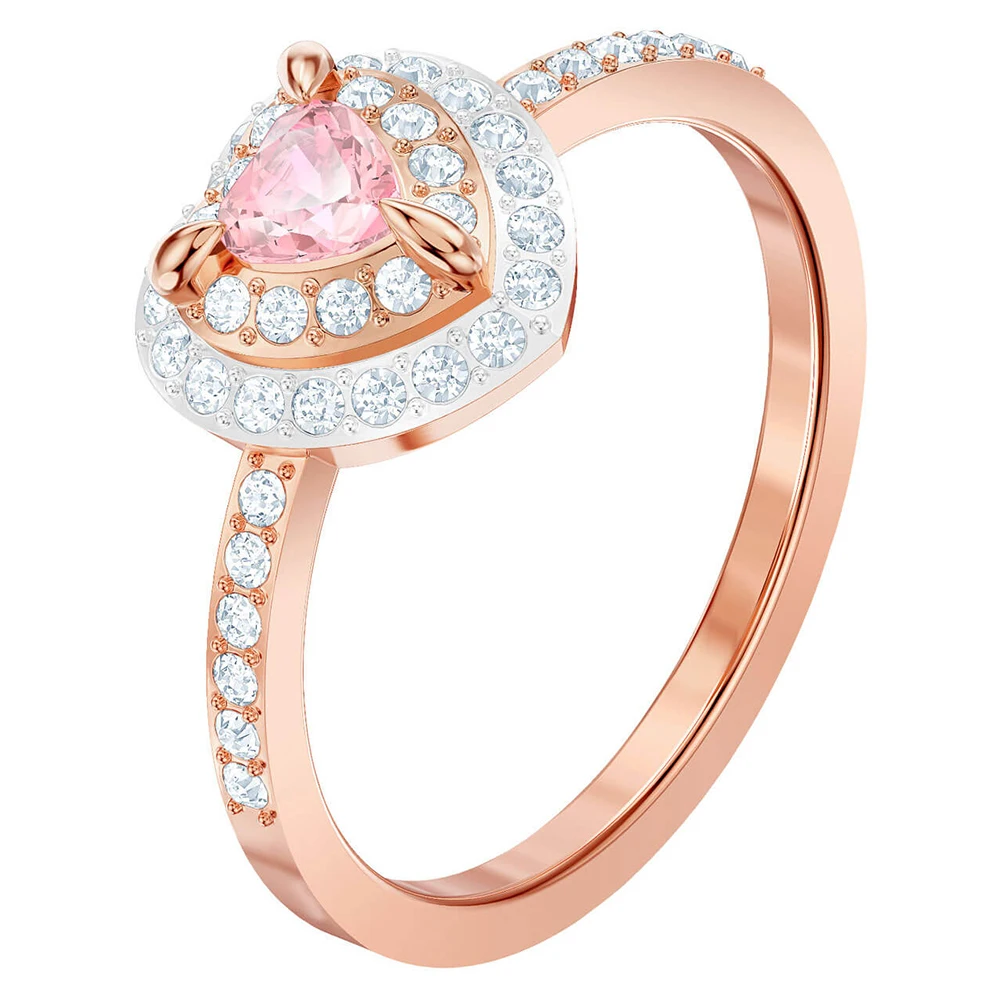 

SWA Classic Fashion New Heart Ring Shiny Light Pink Shape Crystal High Quality Female Engagement Jewelry Retro Wild
