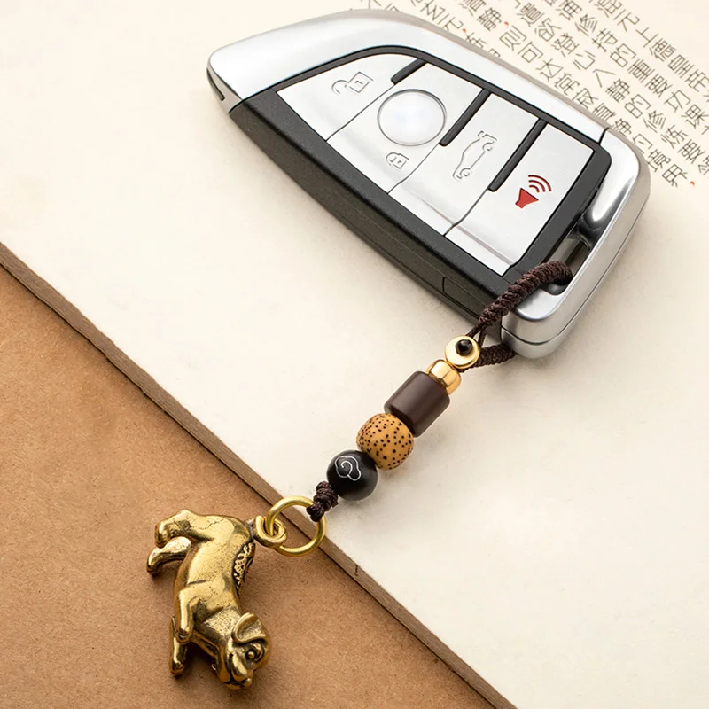 Латунный зодиак животное собака фигурки автомобильный брелок кулон ювелирное