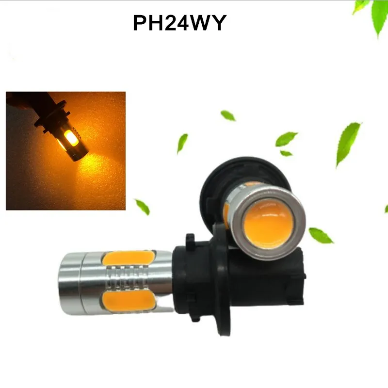 

2 pcs 360° illumination 30W PH24WY Error Free Amber yellow / White LED For Front Turn Signal Corner Light Bulbs driving lights