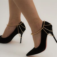 2021 hip hop hipster multilayer chain diamond anklet exaggerated geometric tassel claw chain shoe accessories wholesale