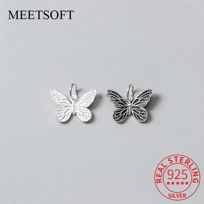 MEETSOFT романтическое ожерелье из стерлингового серебра 925 пробы с бабочкой и