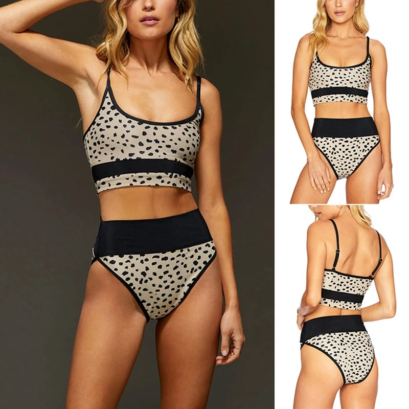 

Women'S Sexy Bikini Print Open Back Split 2-Piece Swimsuit Suit White