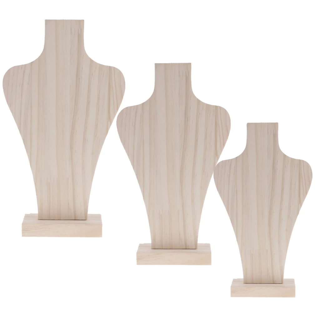 Jewelry Necklace Chain Pendant Display Bust Stand Unpainted Natural Wooden | Украшения и аксессуары