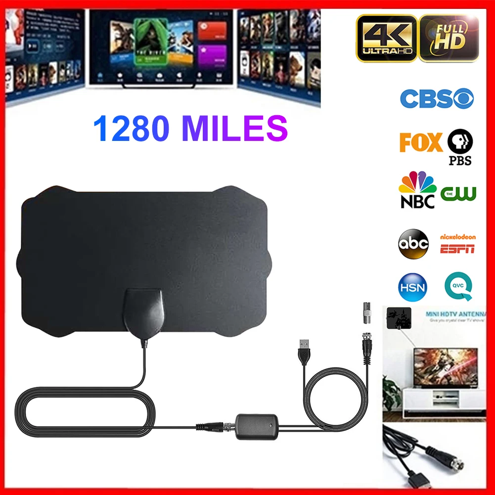 

Комнатная ТВ-антенна 1280 миль 4K HD с усилителем сигнала