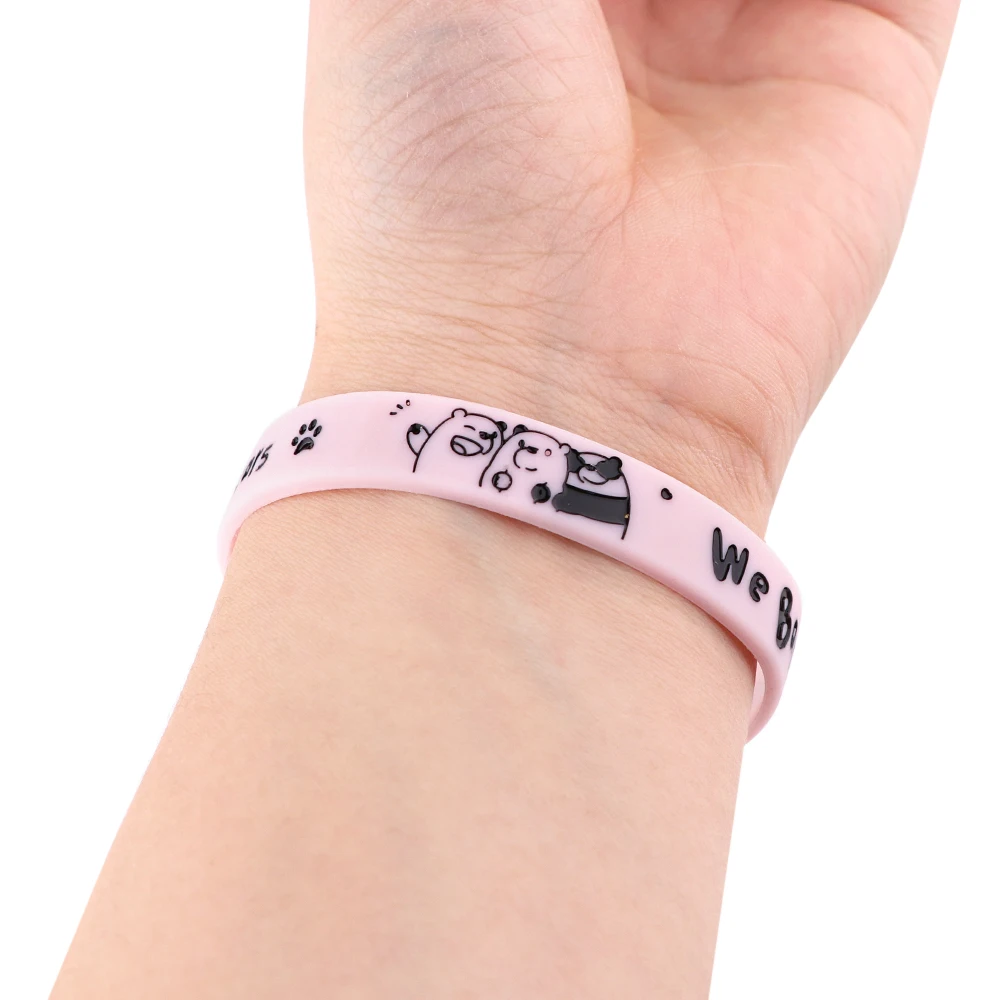

Anime Cute Bear pink Silicone Bracelet Simple Waterproof Sports Wristband Fashion Jewelry Accessories for Men Women