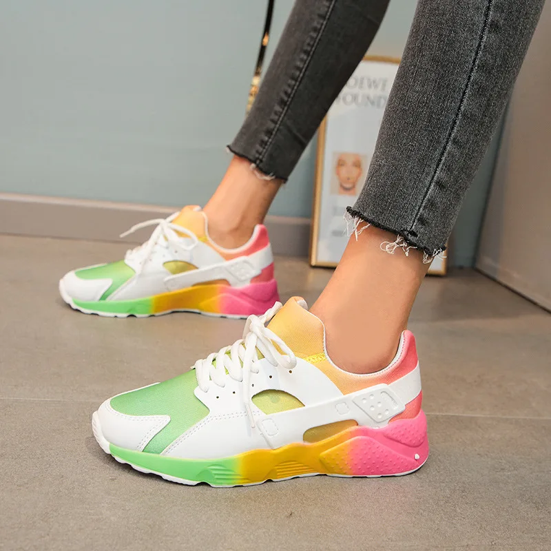 

Women Sports Shoes 2021 Candy Color Women Shoes Lace Up Women Vulcanized Shoes Thick Soled Breathable Sports Shoes Running Shoes