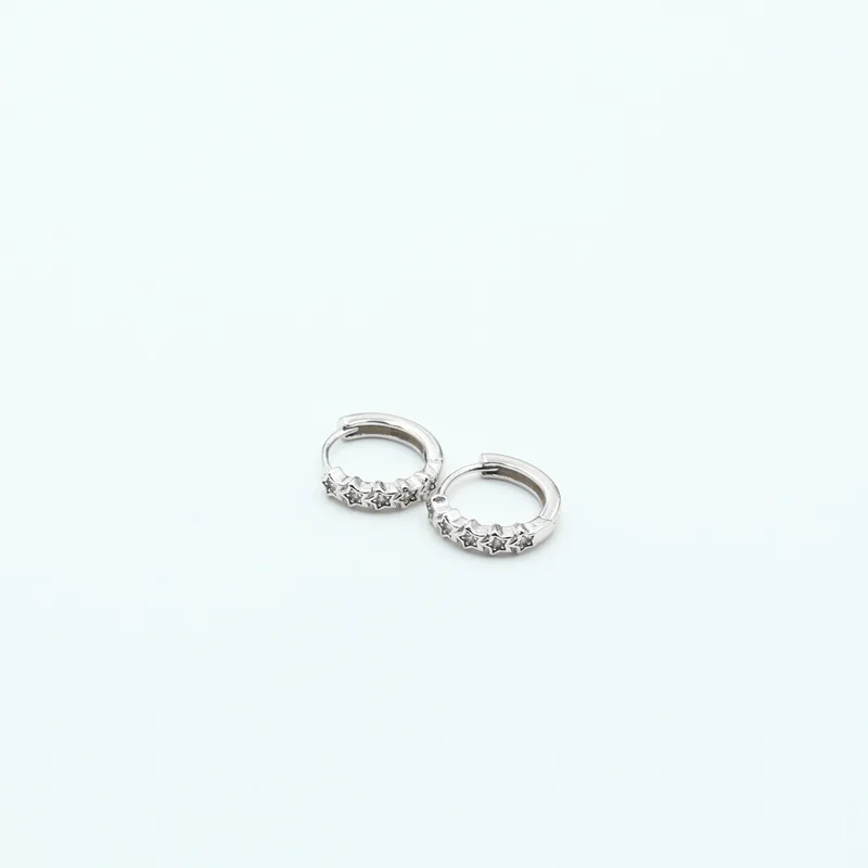 

YIZIZAI Real 925 Sterling Silver Multi-Zircon Star Earrings Cute Mini Round Ear Buckle Women Female Luxury Daily Accessories