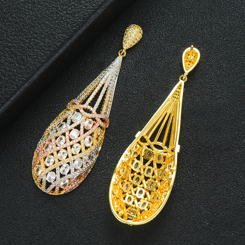 

SISCATHY 2020 High Quality Trendy Full CZ Drop Earring For Women Elegant Round Wedding Earrings Fashion Jewelry