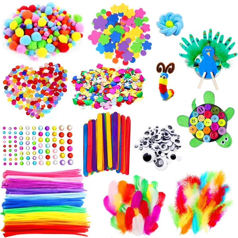 

Arts & Crafts Supplies for Kids School Crafting Projects Handmade DIY Set Toddlers Sensory Bin Learning Activities Kit