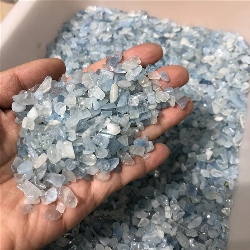 

Wholesale Natural Blue Aquamarine Gravel Irregular Aquamarine Tumble