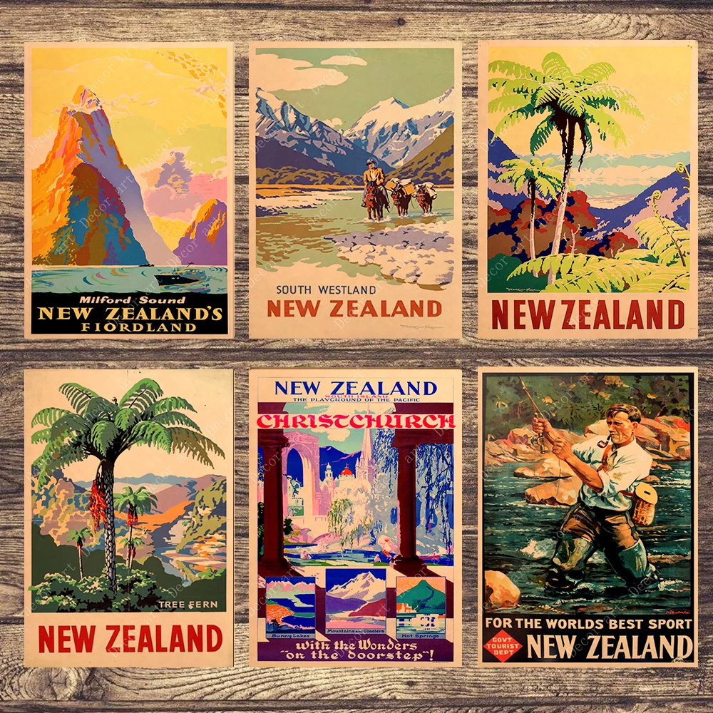 Новая Зеландия рыба дерево холст живопись винтажные настенные картины крафт