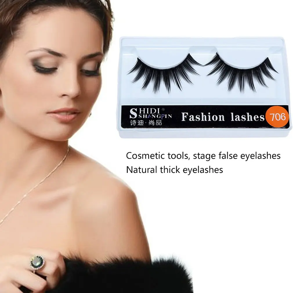 

Stage Beauty Tools Natural Thickness Synthetic Fiber Material Plastic Cotton Stalks False Eyelashes 1 Pairs