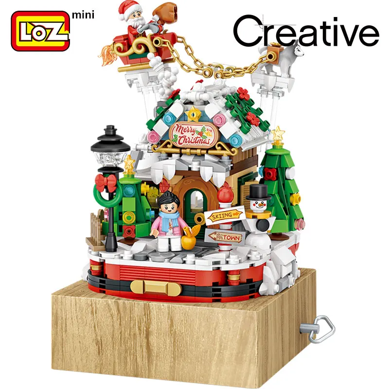 LOZ Christmas House Music Box Building Blocks Adult Highly Difficult Girls Puzzle Assembling Toys Christmas Gifts images - 5