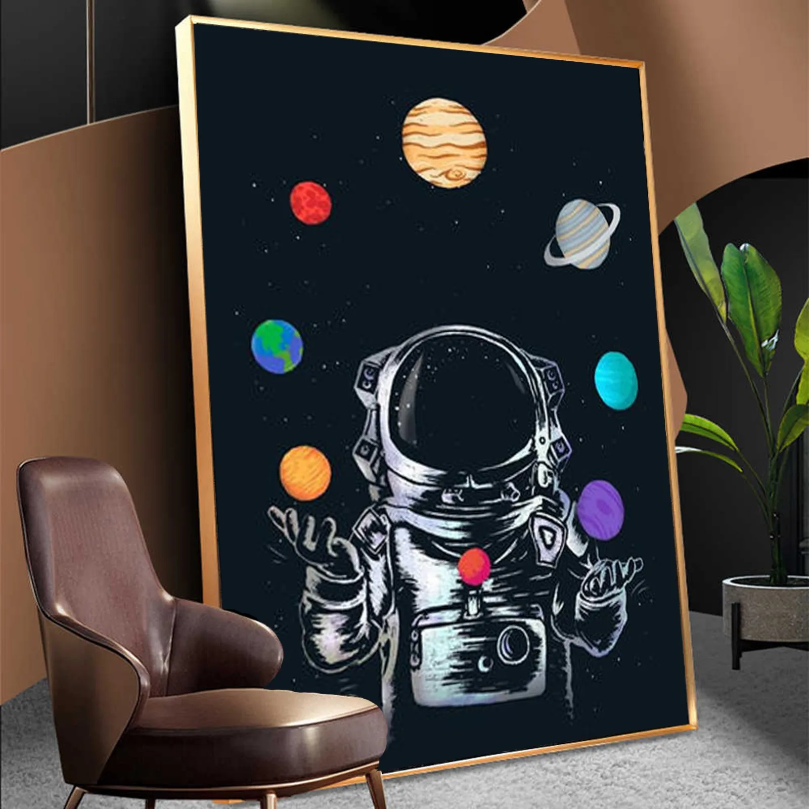 Астронавты приземлились в замечательной Вселенной и космосе искусство HD печать