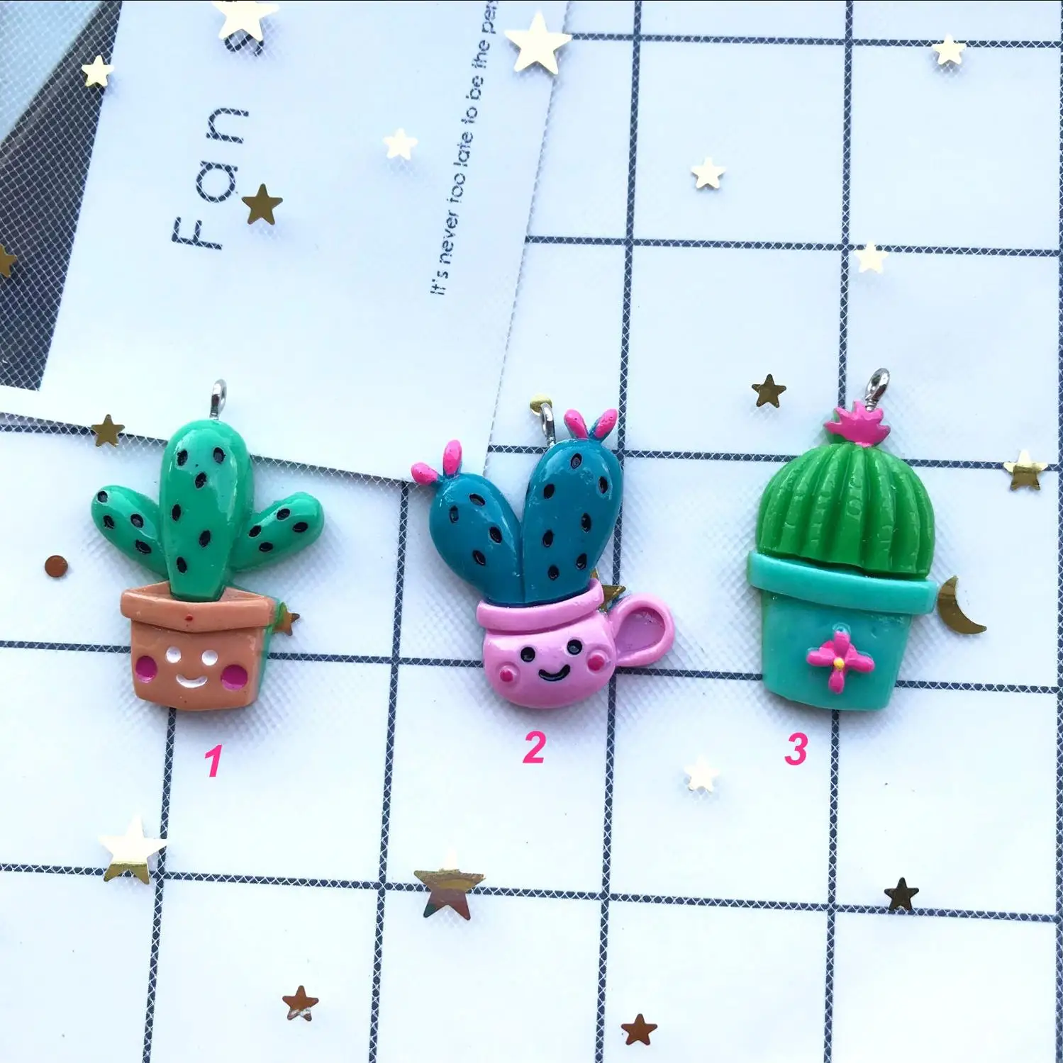 10 шт. каваи прорезиненный плоский кактус Подвески diy Серьги Брелоки для ключей для DIY студенческие принадлежности украшения