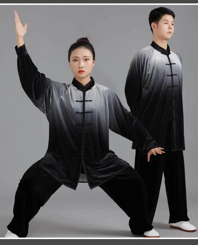 

Martial Arts Clothes Winter South Korean Cashmere Keep Warm for Unisex Chinese Kung Fu Tai Chi Uniform Gradient Color