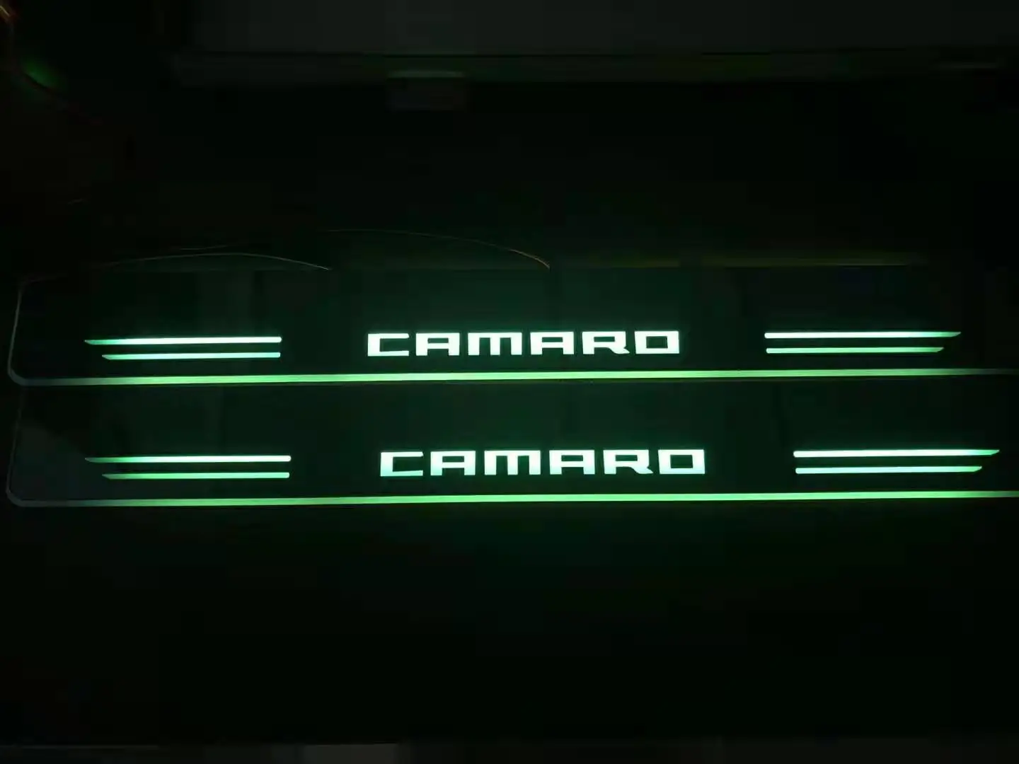 

Osmrk led moving door scuff for ford camaro dynamic door sill plate flat lining overlays guards flowing/fixed light
