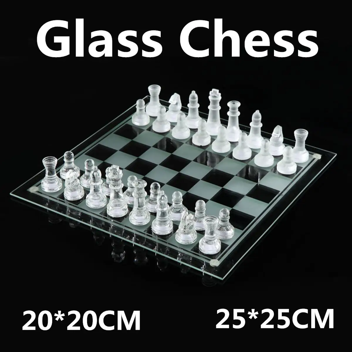 

International Chess Game Luxury Elegant Glass Chess Wrestling Packaging Internation Chess Set Glass Board Chess Game 25x25cm