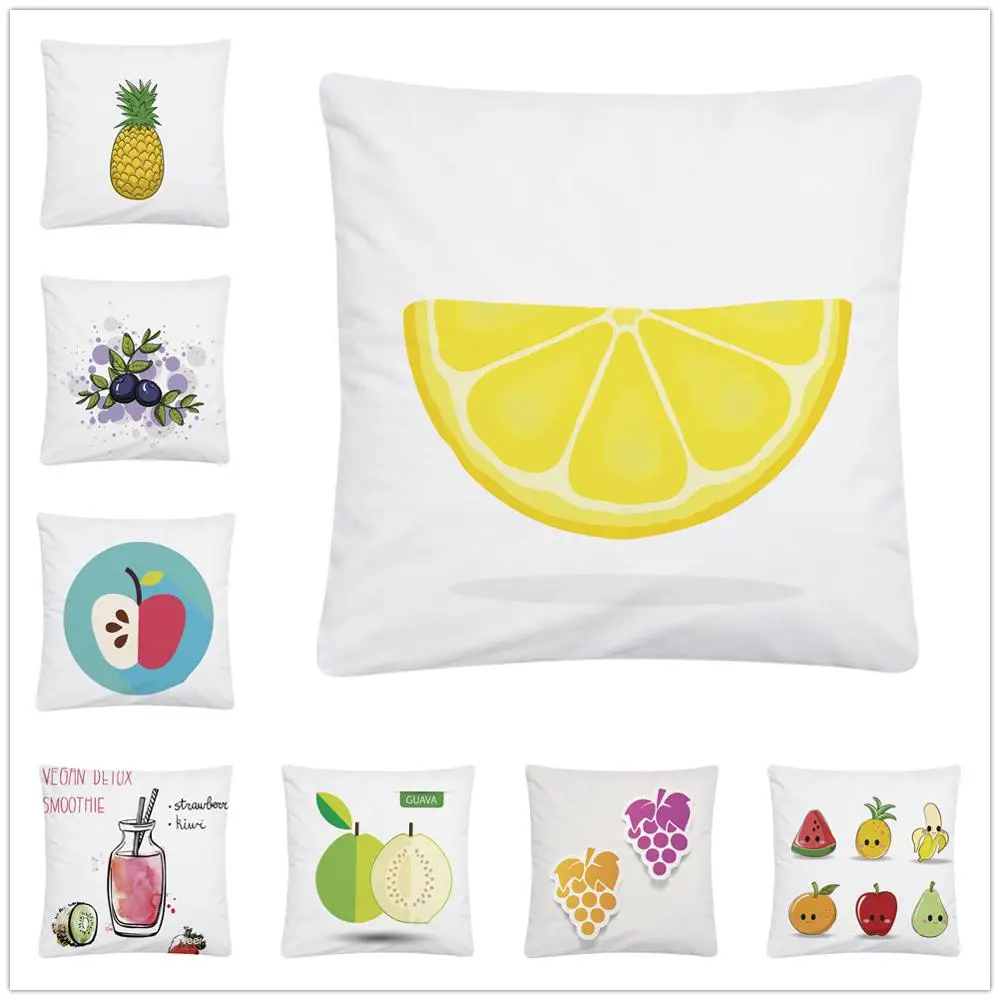 

Simple and cute cartoon fruit pattern Soft Short Plush Cushion Cover Pillow Case for Home Sofa Car Decor Pillowcase 45X45cm