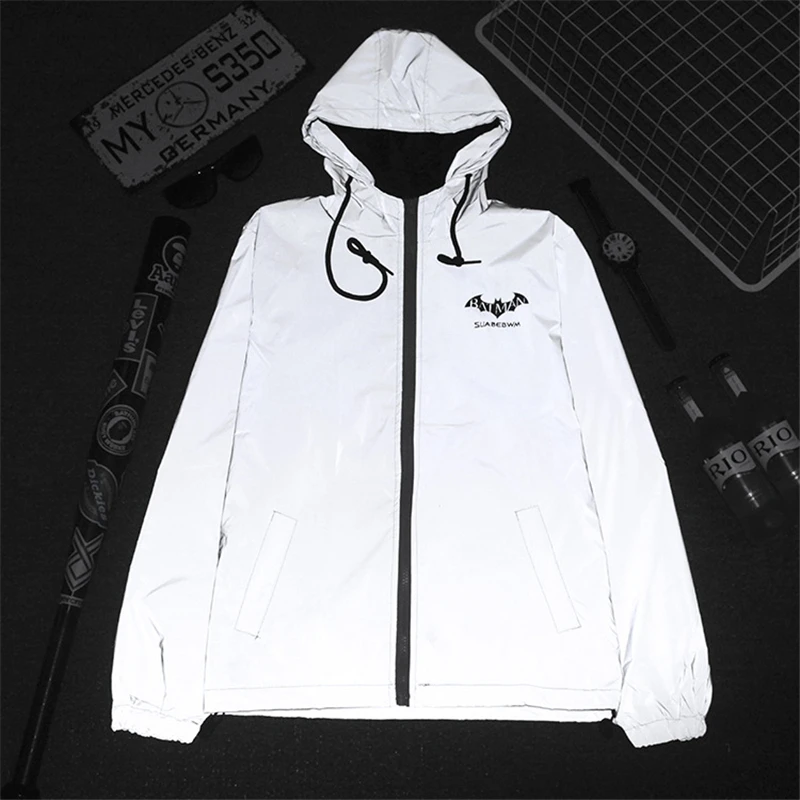 Мужская Светоотражающая куртка RUELK M-XXL Повседневная Уличная мода хип-хоп летучая