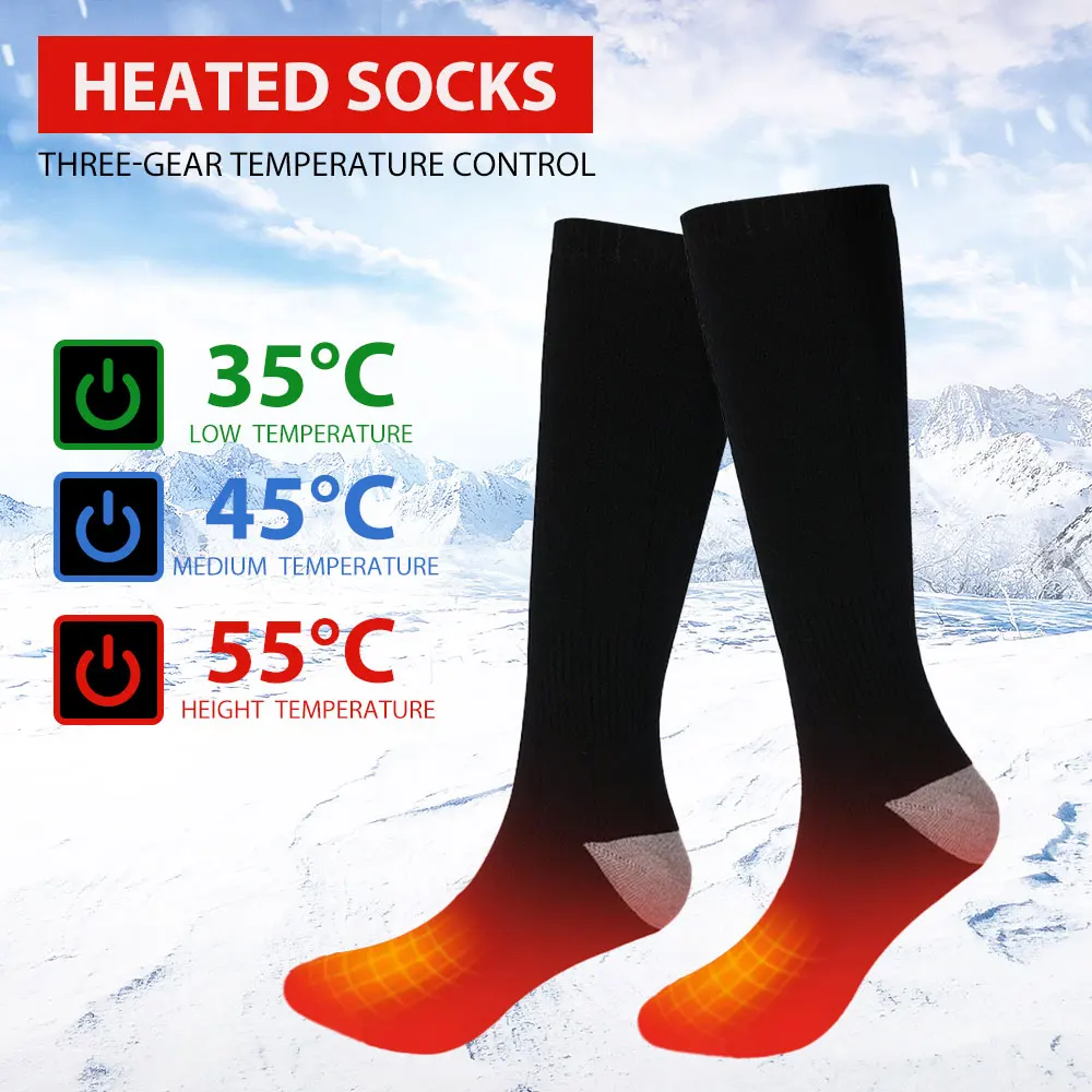 Aptoco Thermal Cotton Heated Socks Men & Women with Battery Operated Winter Outdoor Skiing Hinking Foot Warming Socks