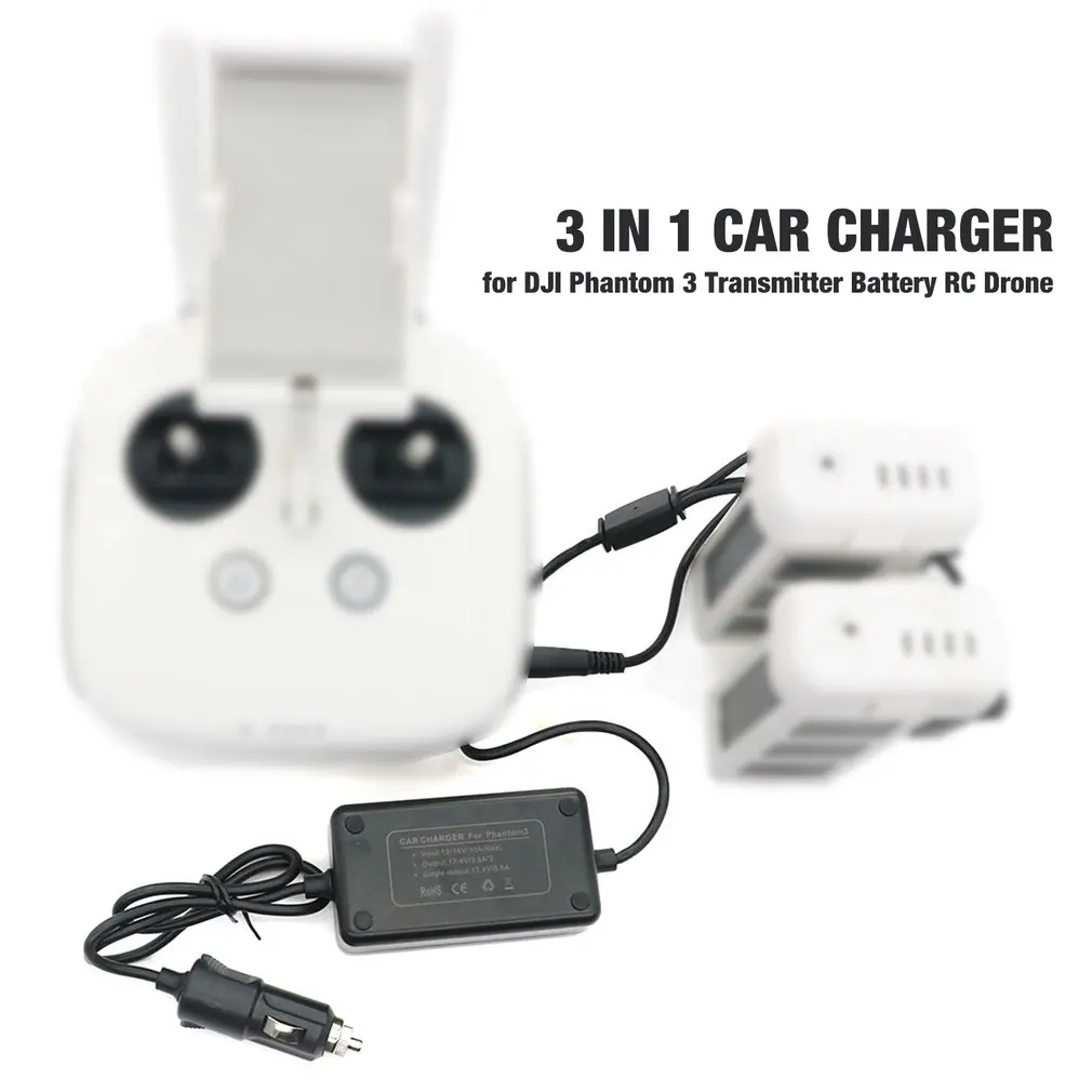 3 in 1 Fast Battery Intelligent Car Charger Safety Charging for DJI Phantom 3 Sta/Pro/Adv Drone Battery Transmitter