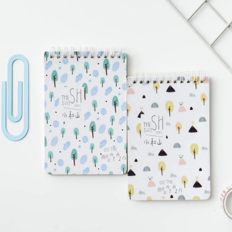 1 шт./лот маленькая серия зеленых деревьев маленький блокнот в катушке для