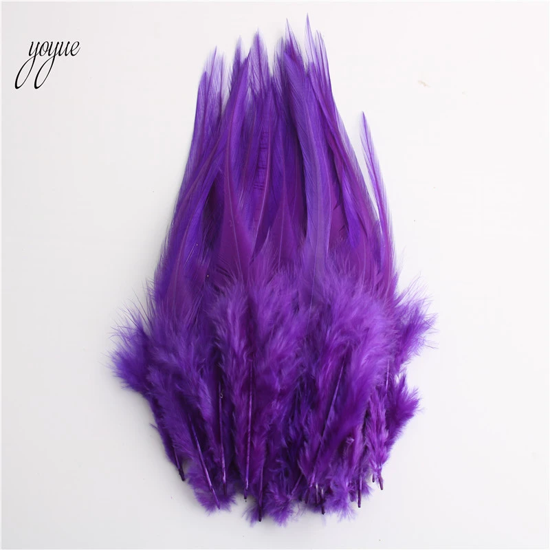 Purple YOYUE 100 шт/партия красивое куриное перо 10-15 см/4-6 дюймов петушиные перья для рукоделия DIY Ювелирные изделия Аксессуары Плюмы - Цвет: Purple
