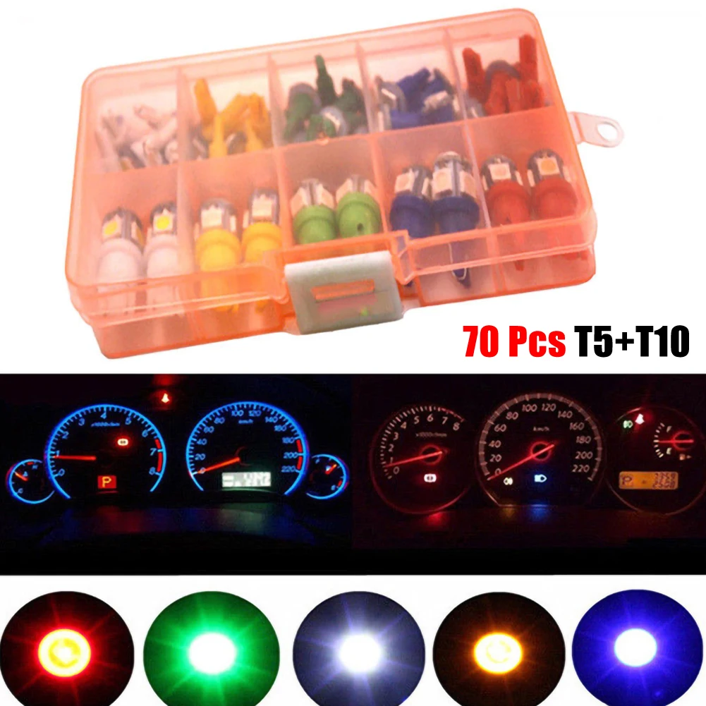70 шт./компл. автомобиль T5 + T10 Светодиодная приборная панель Cluster Plug Dash Light Lamp Panel s