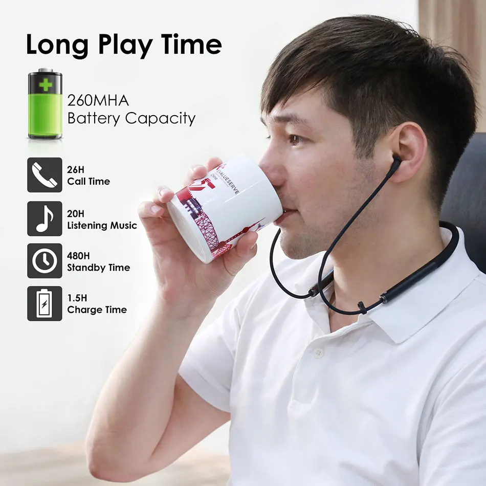 BBGear Bluetooth 5 0 наушники с шейным ремешком проводящие спортивные шумоподавлением