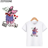 zotoone diy fashion paris patches set iron on transfer dog patches for girl kids t shirt clothing diy heat transfer stickers h