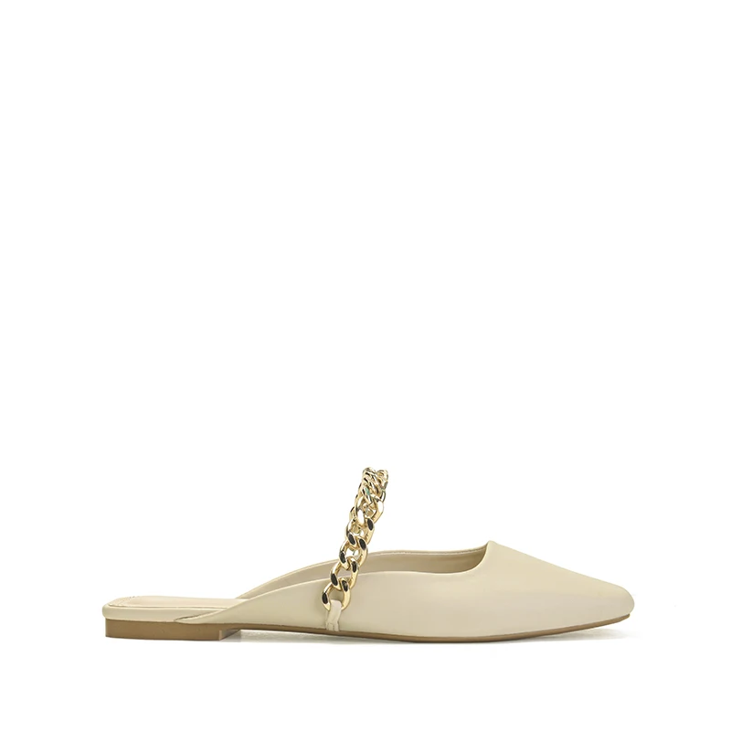 

Mules For Women 2021 Flat Shoes Female Loafers Ladies' Slippers Cover Toe Luxury Slides Shallow Beige Heeled Sandals Designer