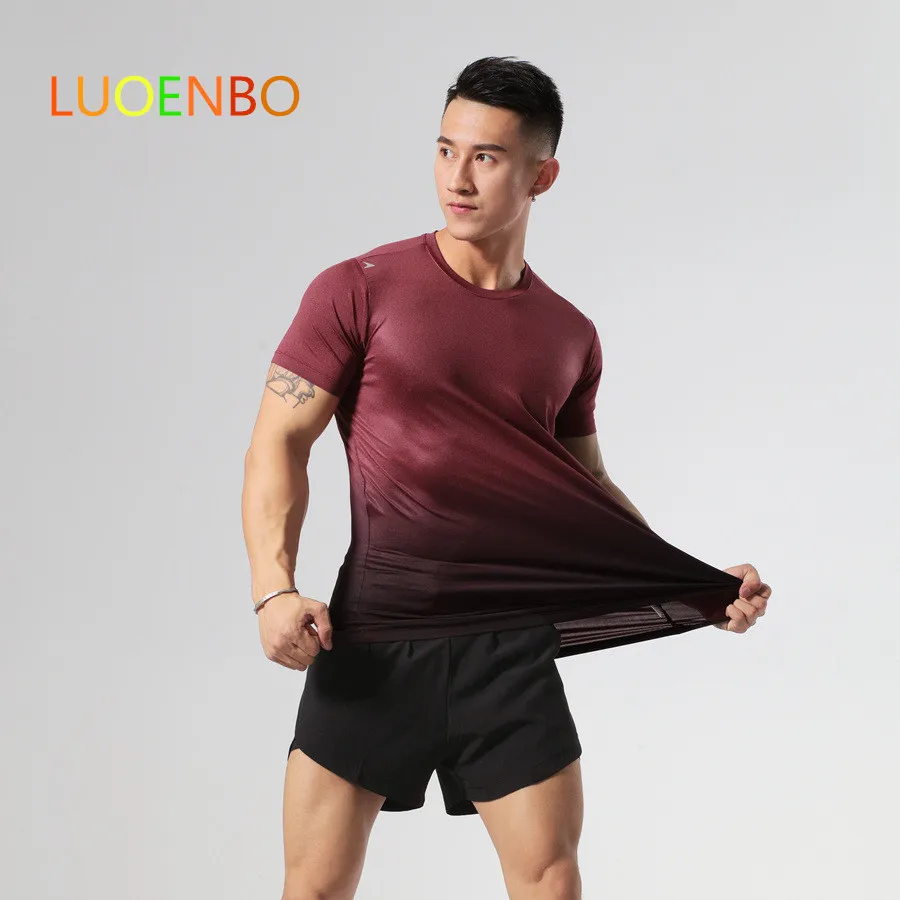 Дышащая эластичная впитывающая пот одежда для мужчин топ бега спортивные