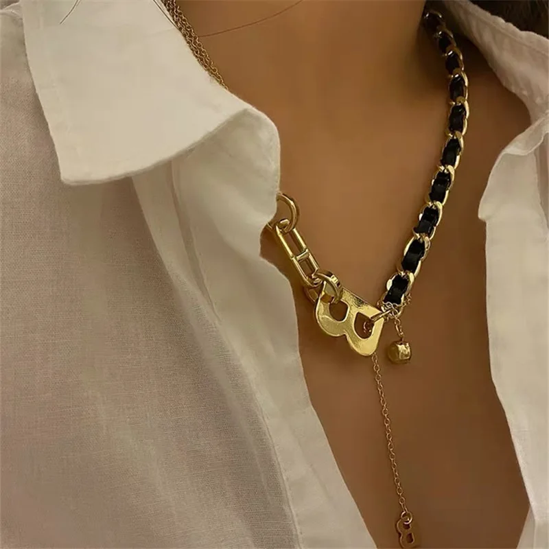 Ожерелье золотистого цвета с буквой B и инициалом ожерелья цепочки для женщин