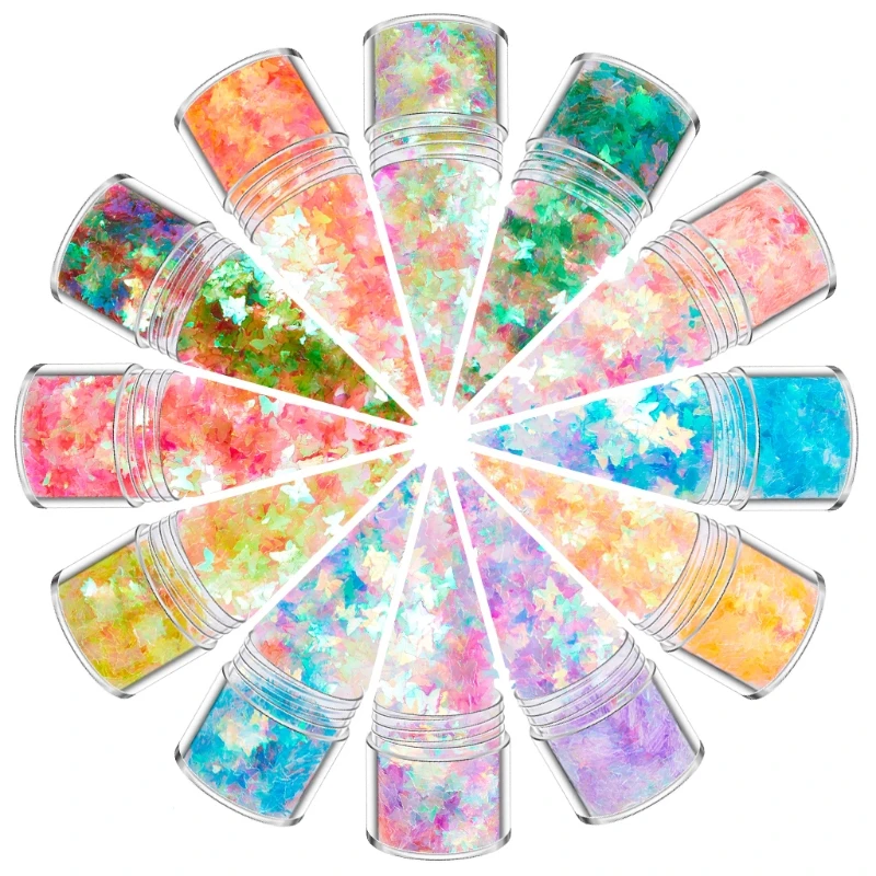 

12 Colors Chunky Glitter Sequins Butterfly Flakes DIY Crafts Nail Art Stickers B36D