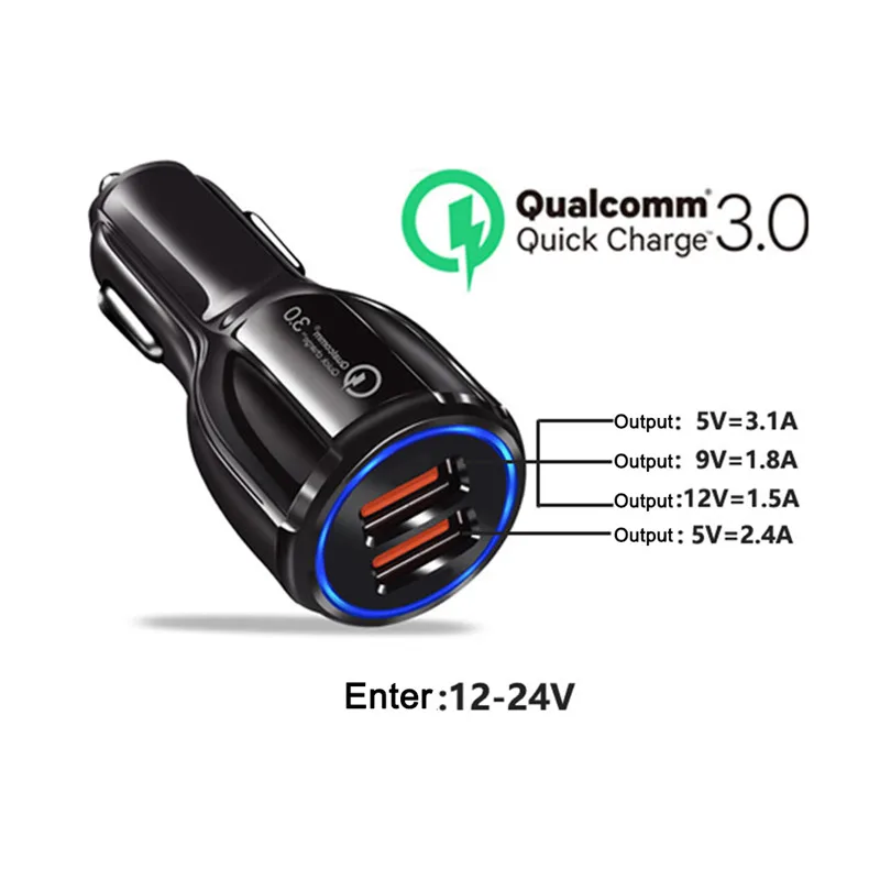 Quick Charge Car Charger 3.0 Universal Fast Charging Adapter Dual USB Travel charger accessories |