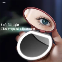 led makeup mirror with light ladies makeup lamp hand mirror usb charging desktop rotating mirror round shape cosmetic mirrors
